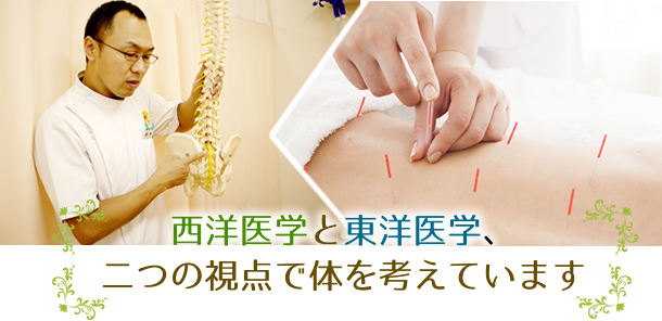 西洋医学と東洋医学、二つの視点でカラダを考えています